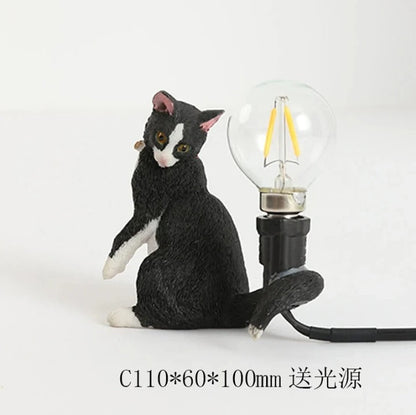 Lampe de chevet Chat en résine – Noir, Blanc ou Roux