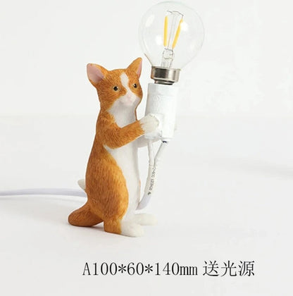 Lampe de chevet Chat en résine – Noir, Blanc ou Roux