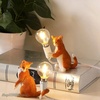 Lampe de chevet Chat en résine – Noir, Blanc ou Roux
