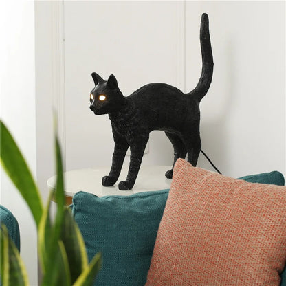 Lampe Chat LED en Résine – Déco Lumineuse Originale