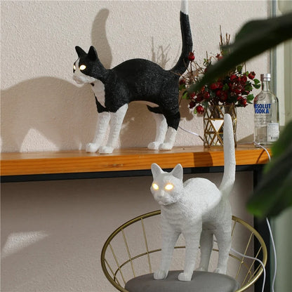 Lampe Chat LED en Résine – Déco Lumineuse Originale