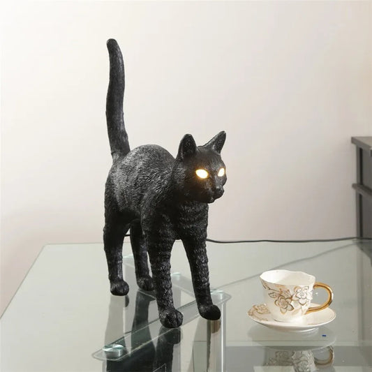 Lampe Chat LED en Résine – Déco Lumineuse Originale