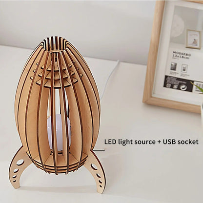 Lampe de Chevet Fusée en Bois pour Enfant