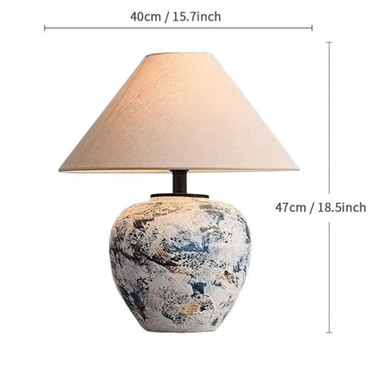 Lampe de Chevet Japonaise en Céramique et Tissu