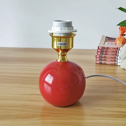 Lampe de chevet en céramique rouge et abat-jour tissu