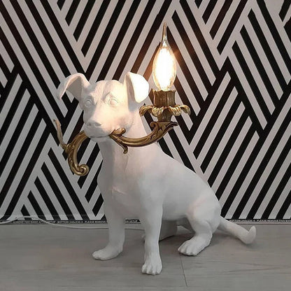 Lampe Chien en Résine – Sculpture Décorative Lumineuse