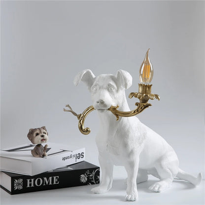 Lampe Chien en Résine – Sculpture Décorative Lumineuse