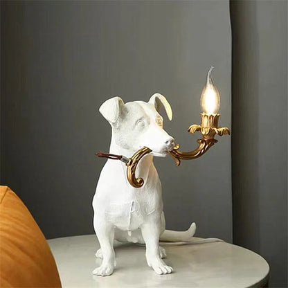 Lampe Chien en Résine – Sculpture Décorative Lumineuse