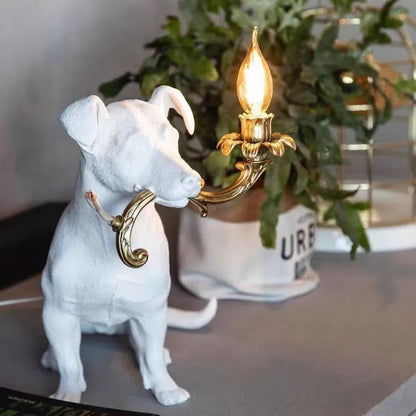 Lampe Chien en Résine – Sculpture Décorative Lumineuse