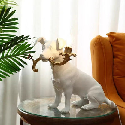 Lampe Chien en Résine – Sculpture Décorative Lumineuse