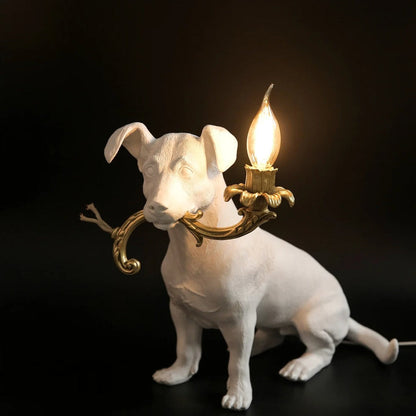 Lampe Chien en Résine – Sculpture Décorative Lumineuse