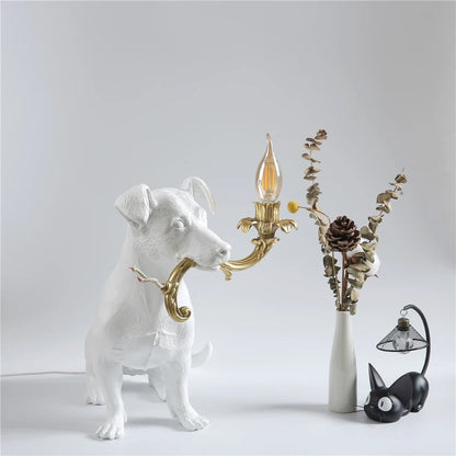 Lampe Chien en Résine – Sculpture Décorative Lumineuse