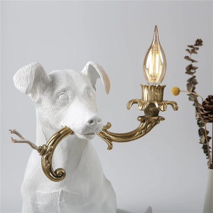 Lampe Chien en Résine – Sculpture Décorative Lumineuse