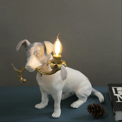 Lampe Chien en Résine – Sculpture Décorative Lumineuse