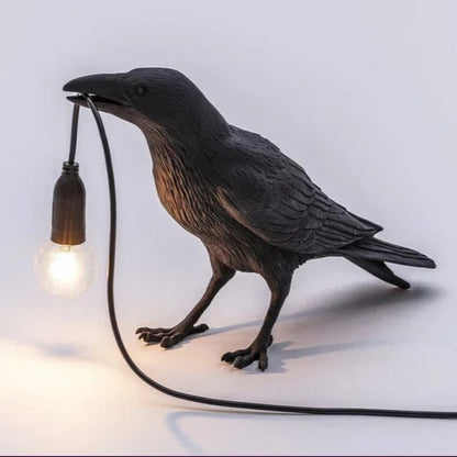 Lampe Corbeau en Résine – Modèle à Poser ou Mural