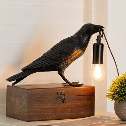 Lampe Corbeau en Résine – Modèle à Poser ou Mural