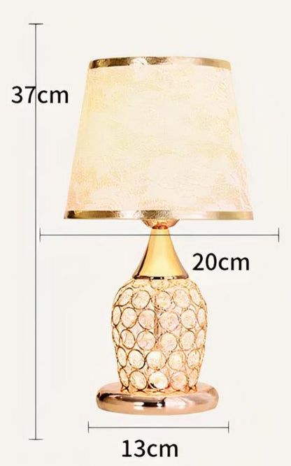 Lampe de chevet cristal avec abat-jour en tissu