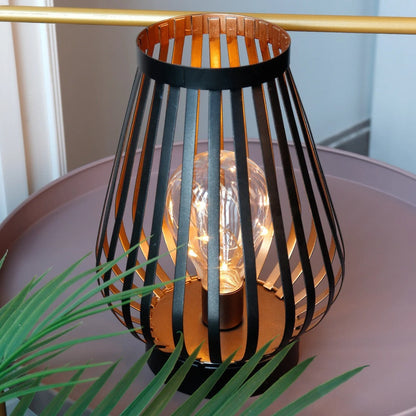 Lampe de Chevet à Pile en Métal Noir et Cuivré