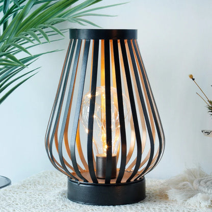 Lampe de Chevet à Pile en Métal Noir et Cuivré
