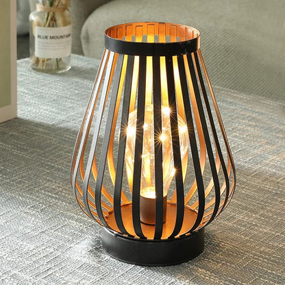 Lampe de Chevet à Pile en Métal Noir et Cuivré