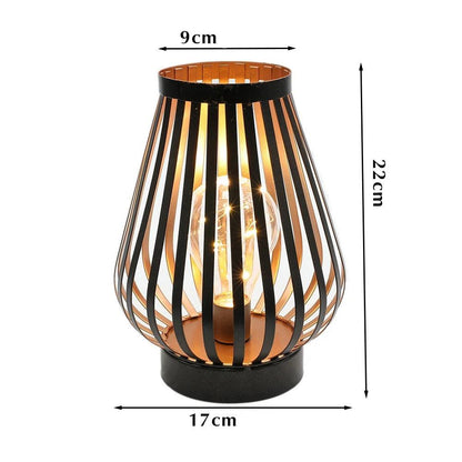Lampe de Chevet à Pile en Métal Noir et Cuivré