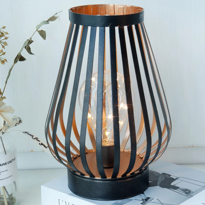 Lampe de Chevet à Pile en Métal Noir et Cuivré
