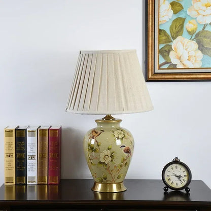Lampe de Chevet Vintage en Céramique et Tissu