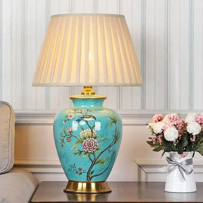 Lampe de Chevet Vintage en Céramique et Tissu