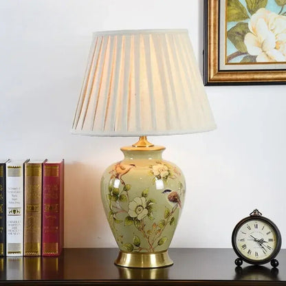 Lampe de Chevet Vintage en Céramique et Tissu