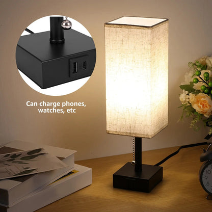 Lampe de chevet avec ports USB-A et USB-C intégrés