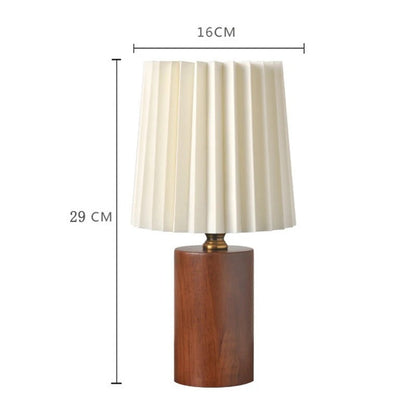 Lampe de Chevet en Bois et Abat-jour Blanc