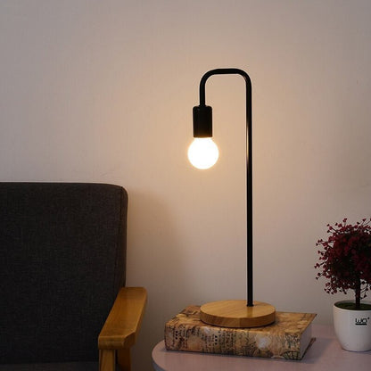 Lampe de chevet bois et métal noir – Style industriel
