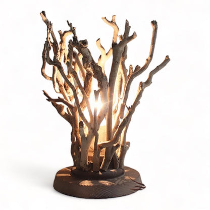 Lampe de Chevet en Bois Flotté Faite à la Main