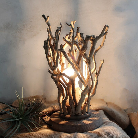 Lampe de Chevet en Bois Flotté Faite à la Main