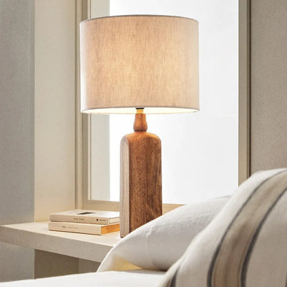 Lampe de Chevet en Bois Naturel Faite Main