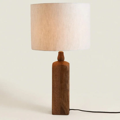 Lampe de Chevet en Bois Naturel Faite Main