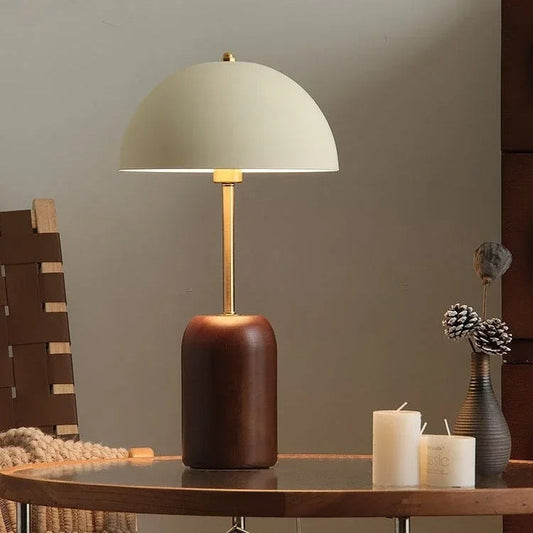 Lampe de Chevet en Bois et Métal Doré – Style Vintage