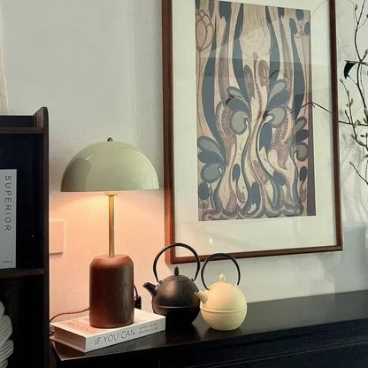 Lampe de Chevet en Bois et Métal Doré – Style Vintage