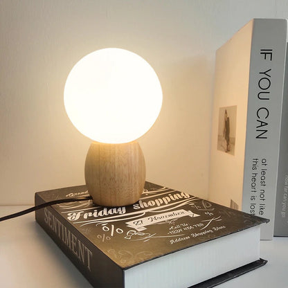 Lampe de Chevet Boule en Bois – Ambiance Naturelle
