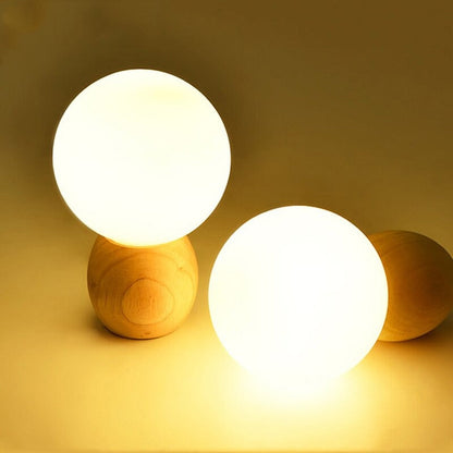 Lampe de Chevet Boule en Bois – Ambiance Naturelle