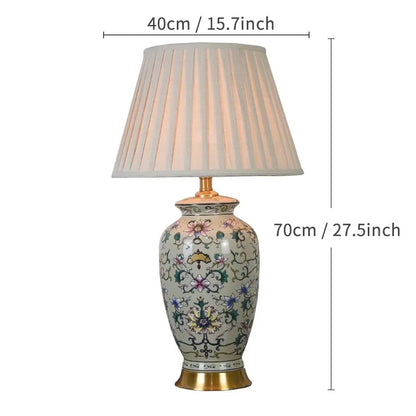 Lampe de Chevet Céramique Vintage à Motifs Floraux