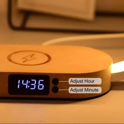 Lampe de Chevet avec Chargeur Intégré – Bois et Aluminium