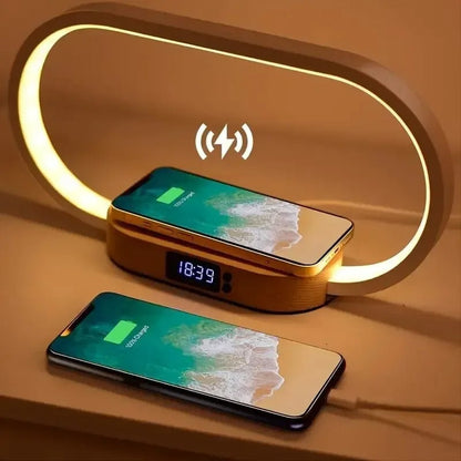 Lampe de Chevet avec Chargeur Intégré – Bois et Aluminium
