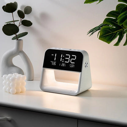 Lampe de Chevet Connectée avec Réveil et Chargeur à Induction