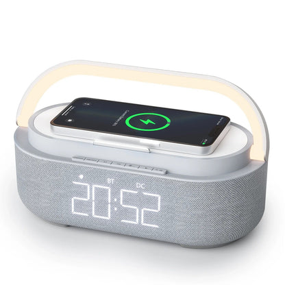 Lampe de Chevet Connectée avec Enceinte Bluetooth et Chargeur Induction