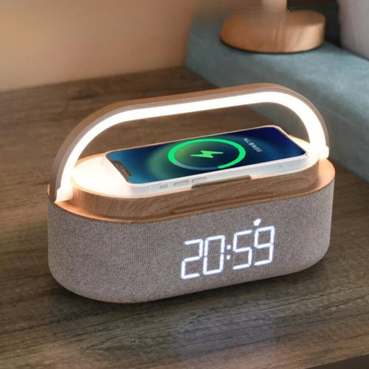 Lampe de Chevet Connectée avec Enceinte Bluetooth et Chargeur Induction