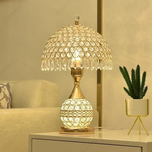 Lampe de Chevet Cristal Dorée – Style et Élégance