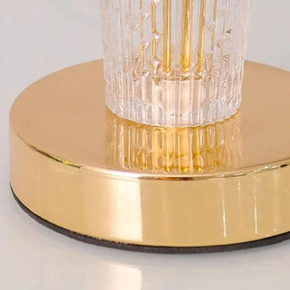 Lampe de Chevet en Verre et Tissu – Finitions Dorées