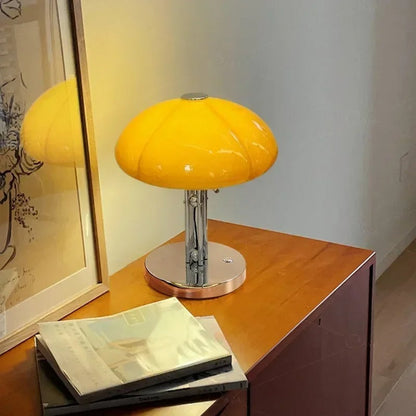 Lampe de Chevet Design Citrouille en Verre et Métal