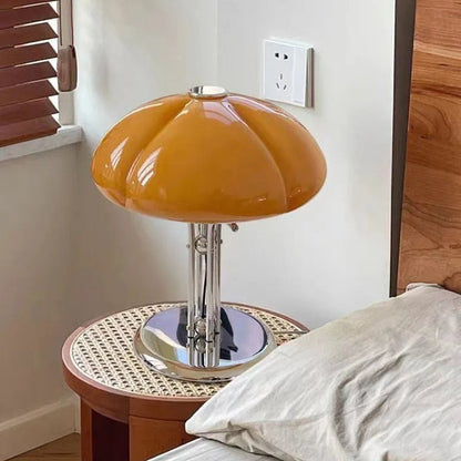 Lampe de Chevet Design Citrouille en Verre et Métal